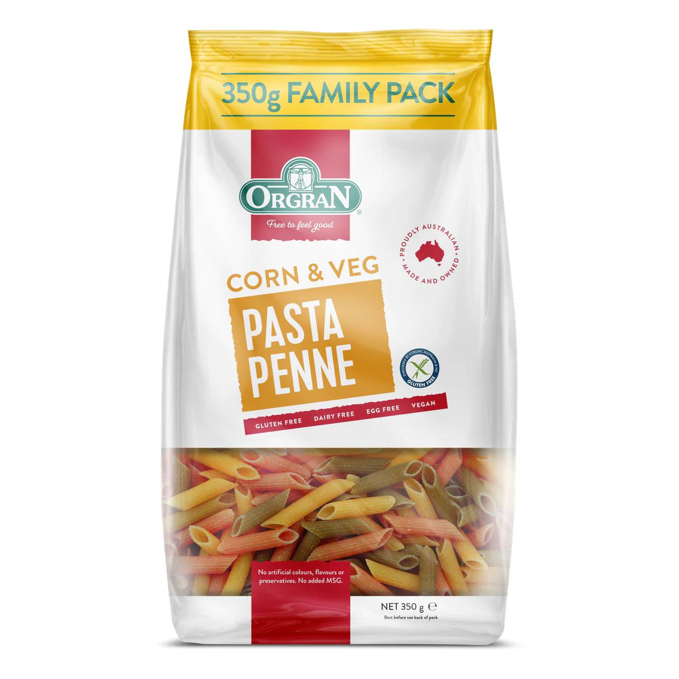 Corn & vegetable pasta penne 350gr - Alimentos Saludables GT - alimentos saludables - ORGRAN